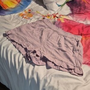 SO Lavender Ruffle-Waist High-Rise Shorts